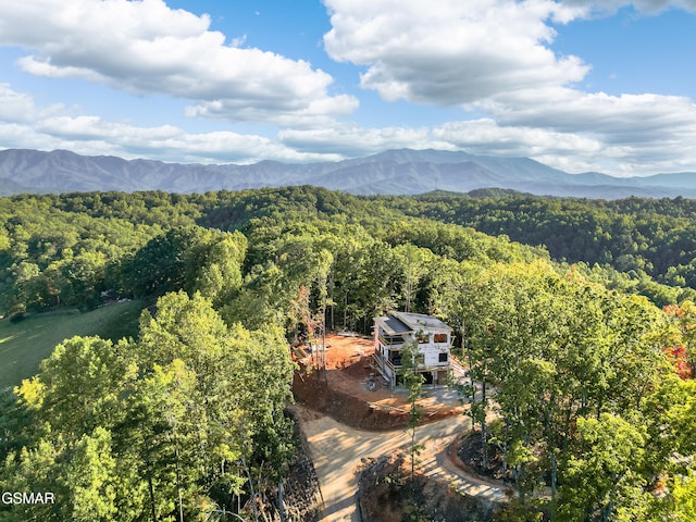 aerial view featuring a mountain view