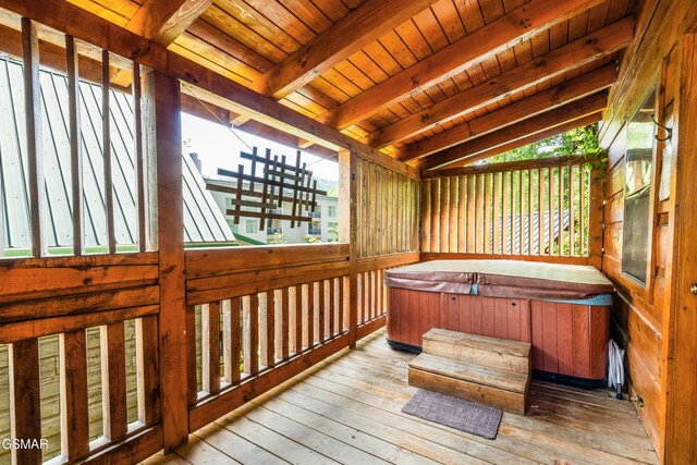817 Eagle Cove Way, Gatlinburg, TN 37738 - wooden terrace with a hot tub