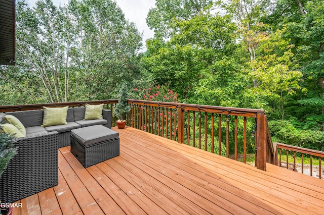 wooden deck with an outdoor hangout area