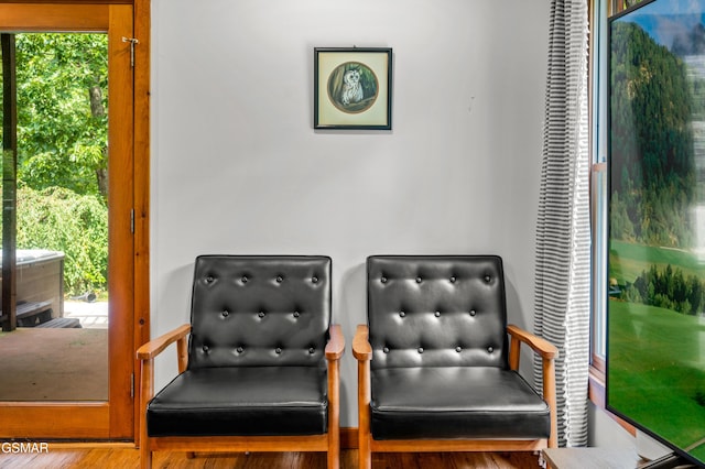 living area featuring hardwood / wood-style flooring