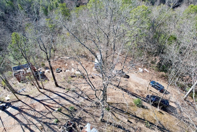 aerial view featuring a forest view