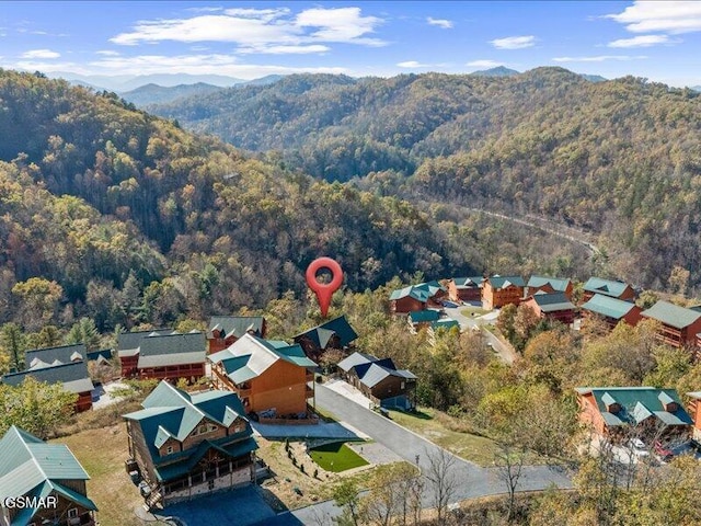 aerial view featuring a mountain view