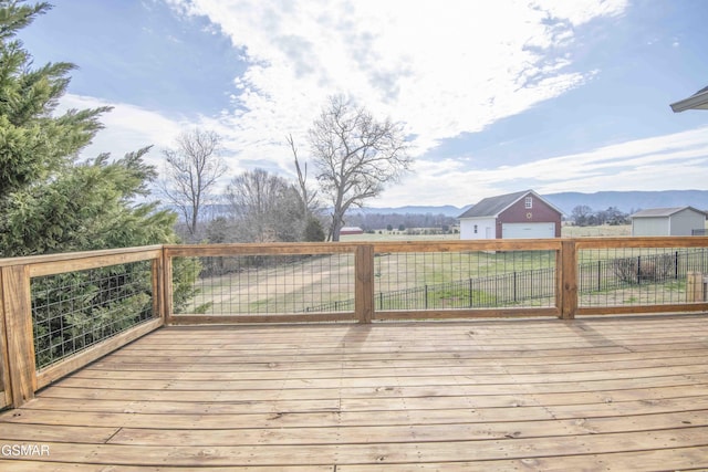 deck featuring a mountain view