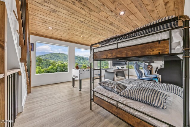 284 Laurel Oaks Way, Gatlinburg, TN 37738 - bedroom with wooden ceiling, wood finished floors, and recessed lighting