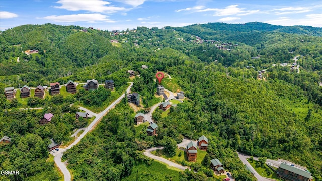 284 Laurel Oaks Way, Gatlinburg, TN 37738 - aerial overview of property's location featuring a heavily wooded area and a mountain backdrop