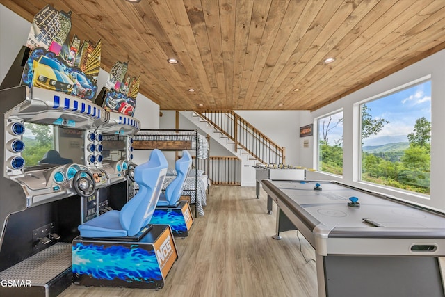 284 Laurel Oaks Way, Gatlinburg, TN 37738 - recreation room with wooden ceiling, wood finished floors, plenty of natural light, and recessed lighting