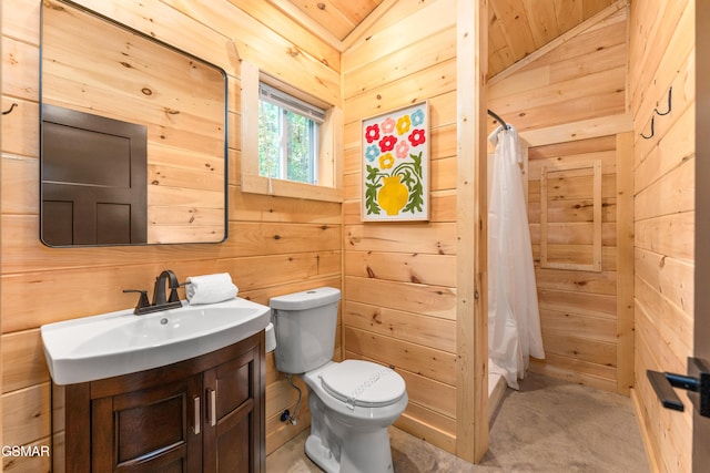 5145 E Parkway Pkwy, Cosby, TN 37722 - full bath featuring wooden walls, vanity, vaulted ceiling, and wooden ceiling