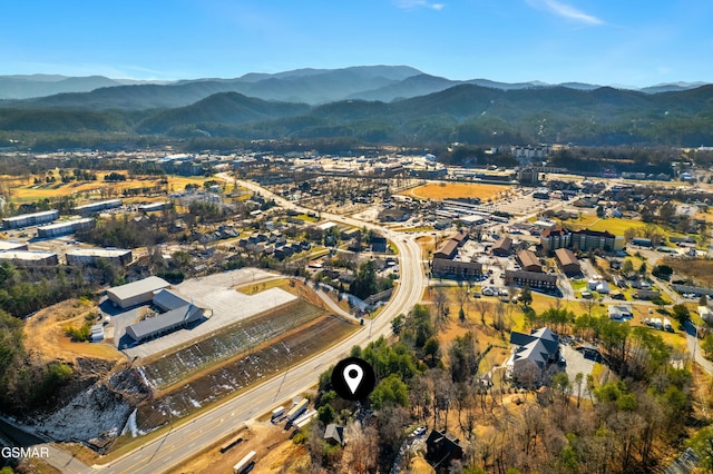 aerial view with a mountain view