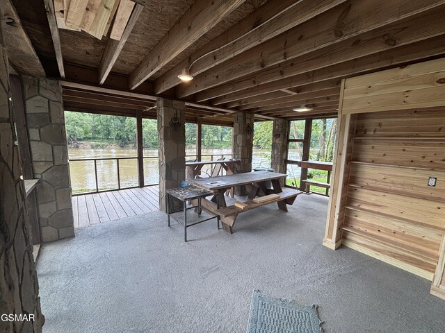864 Fugate Rd, Del Rio, TN 37727 - sunroom featuring a water view and carpet floors