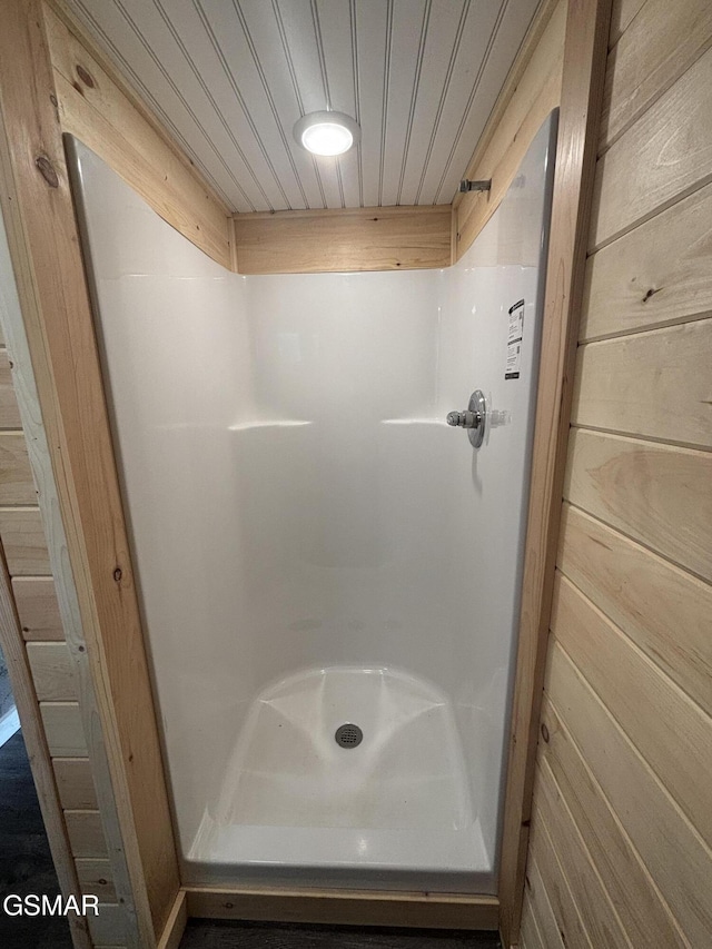 864 Fugate Rd, Del Rio, TN 37727 - full bathroom with a shower and wooden ceiling