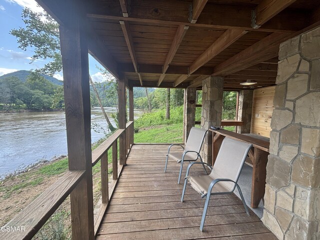 864 Fugate Rd, Del Rio, TN 37727 - wooden deck featuring a water view