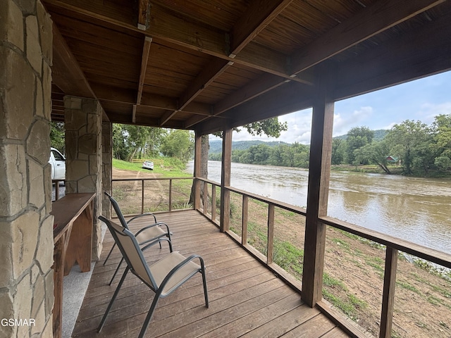 864 Fugate Rd, Del Rio, TN 37727 - wooden terrace with a water view