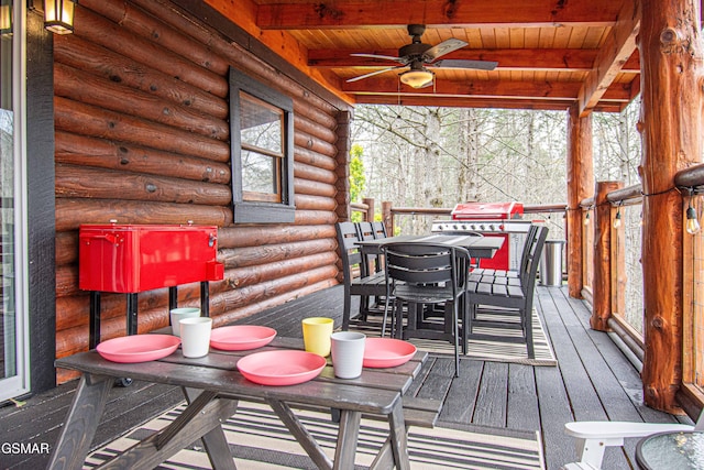 3115 E E Pkwy, Gatlinburg, TN 37738 - deck with ceiling fan and outdoor dining space