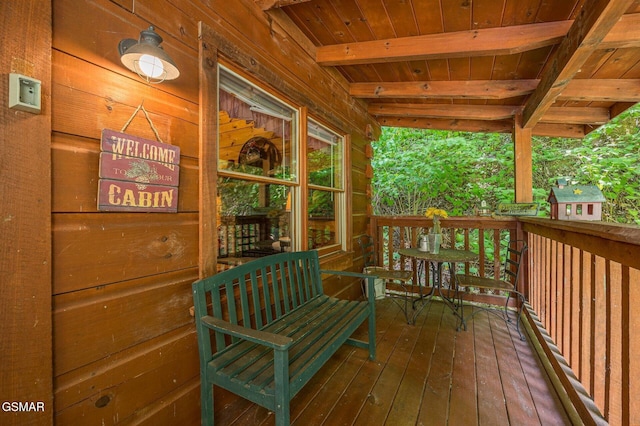 deck with covered porch