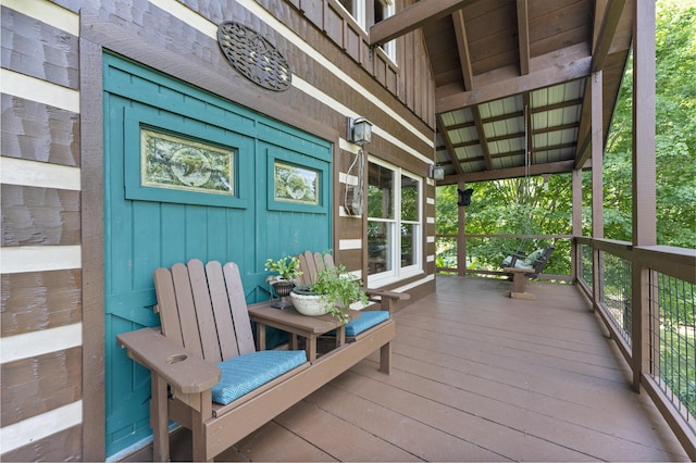 deck featuring covered porch