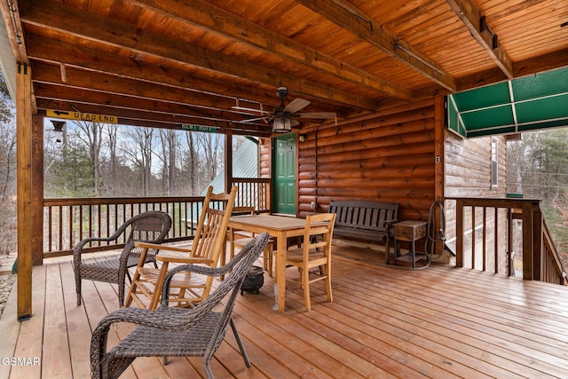 deck featuring ceiling fan