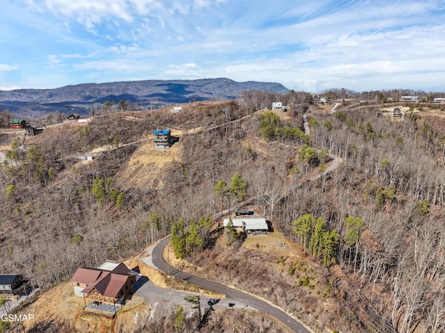 aerial view featuring a mountain view