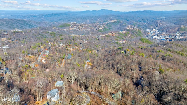 aerial view with a mountain view