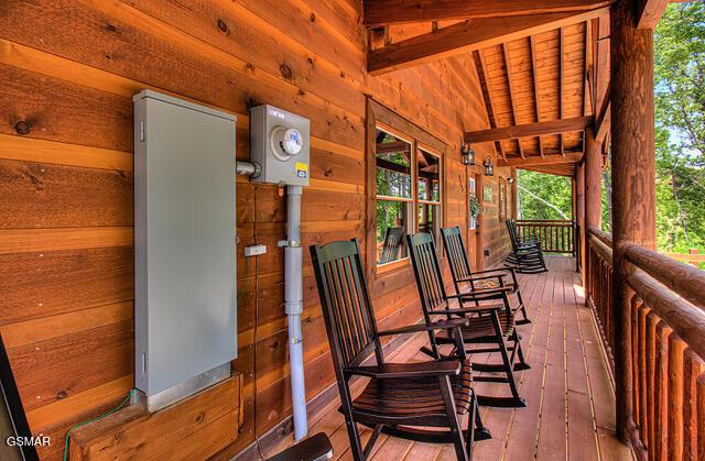 wooden deck with covered porch