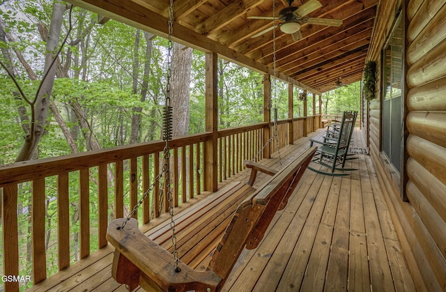 3050 Headrick Dr, Sevierville, TN 37862 - wooden deck with a ceiling fan