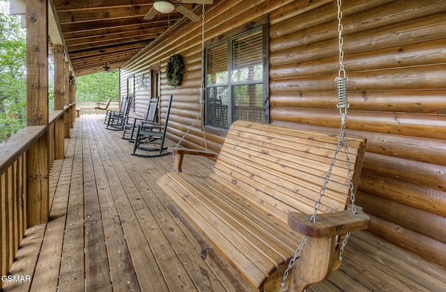 3050 Headrick Dr, Sevierville, TN 37862 - deck featuring ceiling fan and covered porch