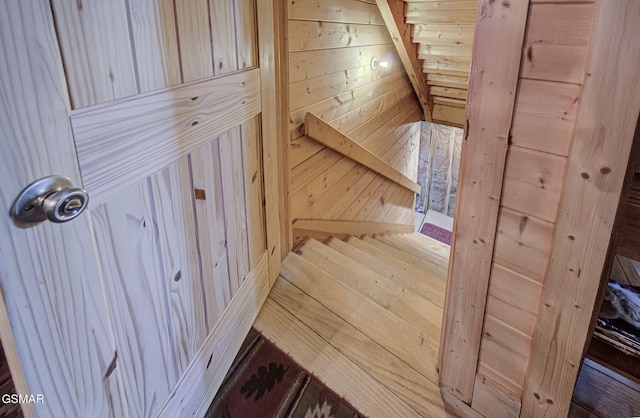 3050 Headrick Dr, Sevierville, TN 37862 - staircase featuring wooden walls