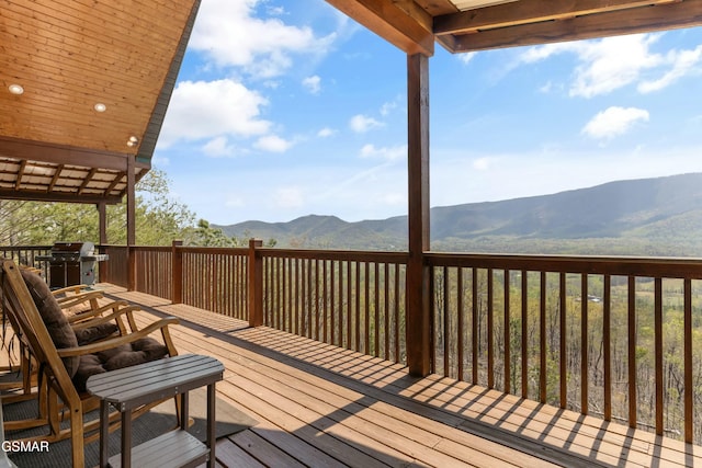 2851 Indigo Ln, Sevierville, TN 37862 - wooden deck with a grill and a mountain view