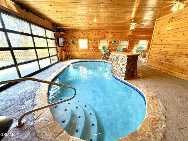 pool with ceiling fan