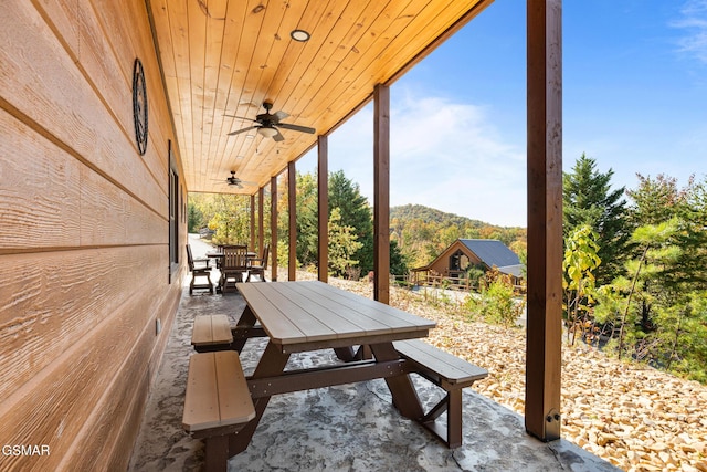 view of patio with ceiling fan