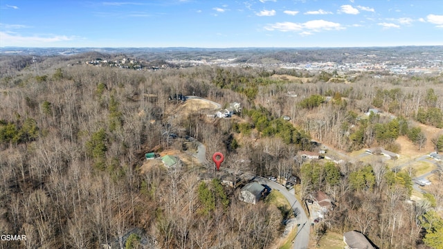 drone / aerial view with a forest view