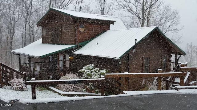 view of snow covered exterior