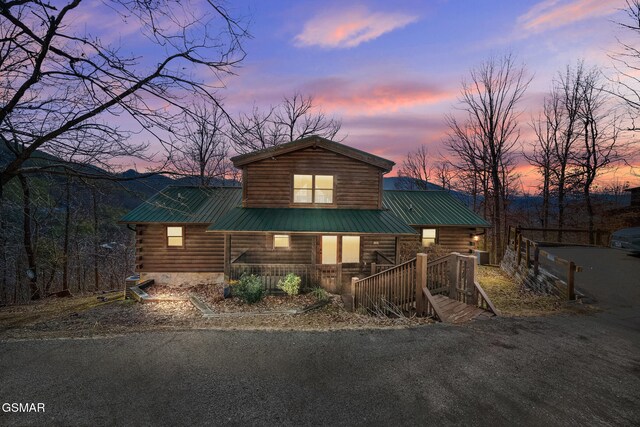 view of log home