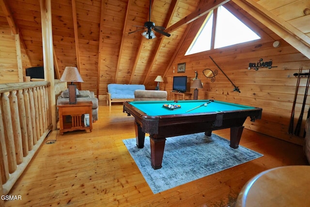 1946 Cougar Crossing Way Bear Country Retreat, Bear Country Retreat, Sevierville, TN 37862 - playroom with lofted ceiling with beams, light wood-style floors, wooden walls, wooden ceiling, and billiards