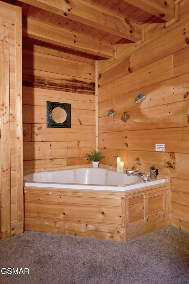 1946 Cougar Crossing Way Bear Country Retreat, Bear Country Retreat, Sevierville, TN 37862 - bathroom with wood walls, wood ceiling, and beamed ceiling