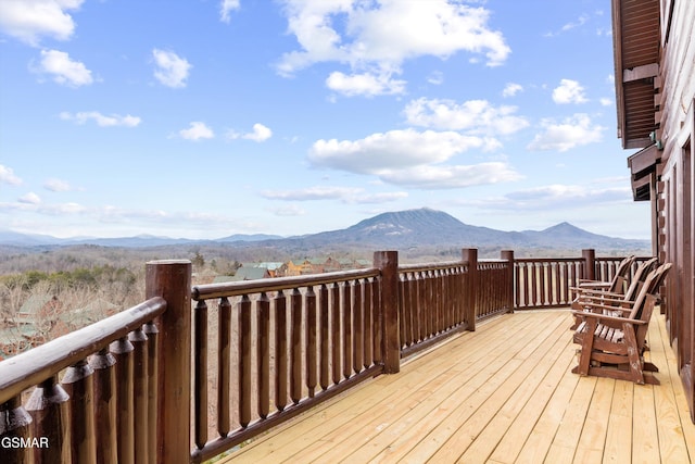 deck with a mountain view