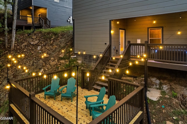2125 Eagle Feather Dr, Sevierville, TN 37876 - deck at night with stairway