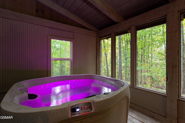 2069 Little Creek Way, Sevierville, TN 37862 - bathroom with healthy amount of natural light, wooden ceiling, and wood finished floors