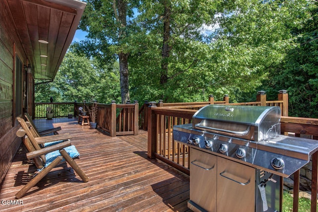 deck with a grill