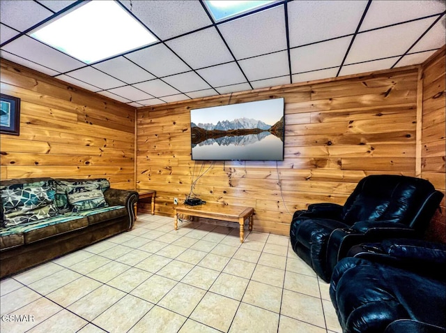 929 Smoky Ct, Gatlinburg, TN 37738 - living area featuring light tile patterned floors and wooden walls