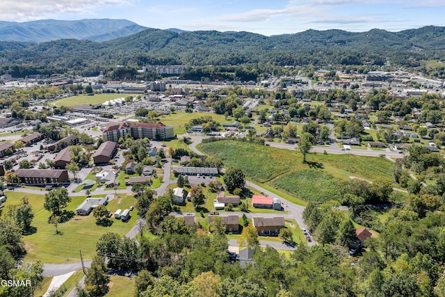 birds eye view of property with a mountain view