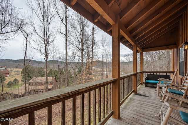 deck with a mountain view