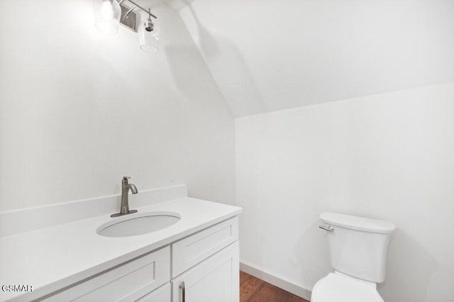 1902 Kaylee Dr, Jefferson City, TN 37760 - bathroom with toilet, vaulted ceiling, vanity, and wood finished floors