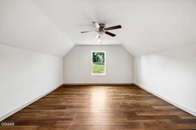 1902 Kaylee Dr, Jefferson City, TN 37760 - bonus room featuring a ceiling fan, dark wood finished floors, lofted ceiling, and baseboards