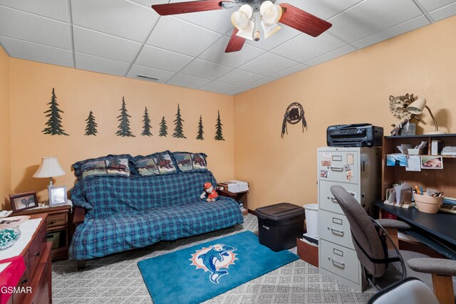 1878 Omaha Rd, Del Rio, TN 37727 - office with a paneled ceiling and ceiling fan