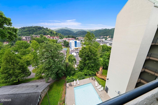 aerial view featuring a mountain view