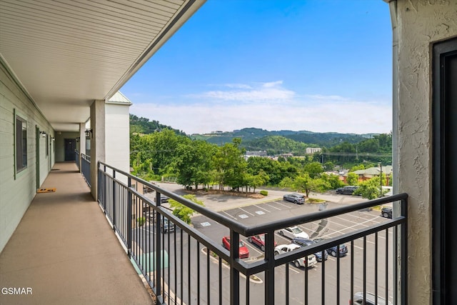 balcony featuring a mountain view