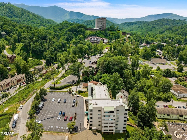 drone / aerial view with a mountain view