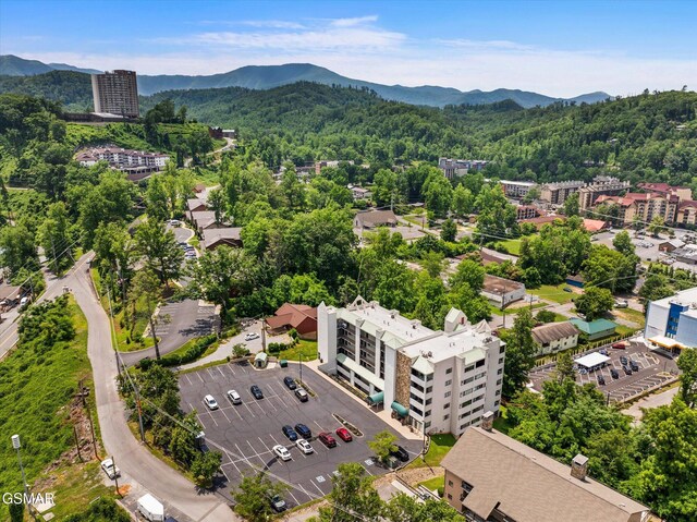 birds eye view of property with a mountain view