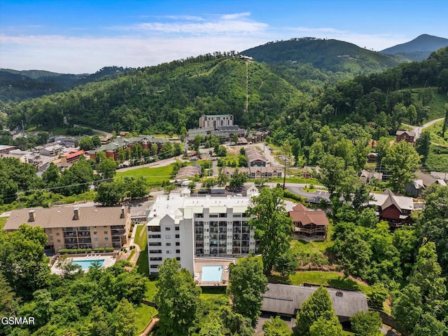 bird's eye view with a mountain view