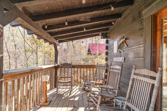 deck featuring a porch